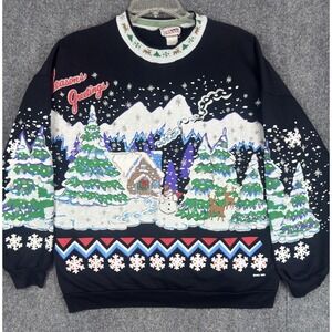 VTG Nut Cracker 1991 Frosty The Snowman Black XL Christmas Puffy Paint Sweater